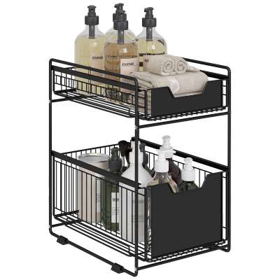 Sliding Storage Drawer Kitchen Bathroom Desktop Cabinet Basket Organizer Under Sink Rack