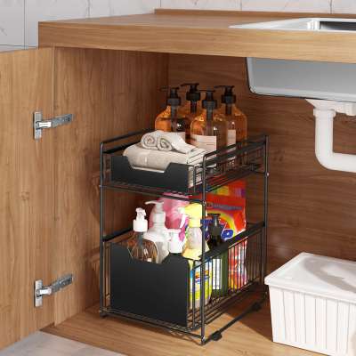 Multi-functional 2-layer Kitchen Corner Shelf under the Sink Bathroom Storage Rack Home Book Holder