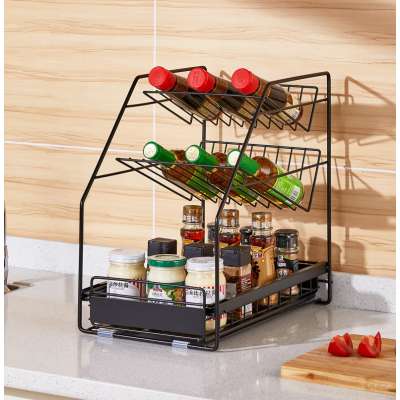 Metal Drawer type Kitchen Cabinet Storage Holders Spice Rack